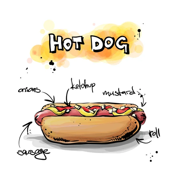 Cool sabroso hot dog — Vector de stock