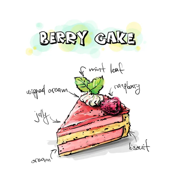 Segment van raspberry cake — Stockvector