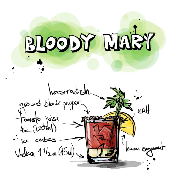 Kokteyl el çekilmiş resmi. Bloody mary — Stok Vektör