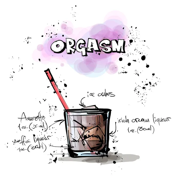 Illustration dessinée à la main du cocktail. ORGASME — Image vectorielle