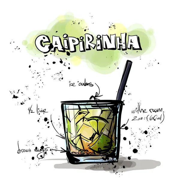 Handritad illustration av cocktail. Gin och tonic. — Stock vektor