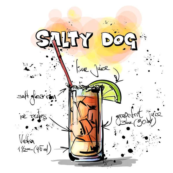 Handgezeichnete Illustration des Cocktails. Salziger Hund — Stockvektor