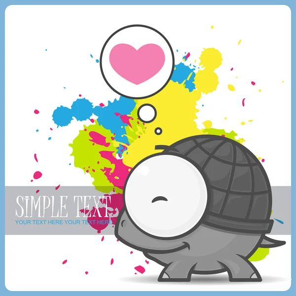 Vector kaart wit schattige schildpad personage. — Stockvector