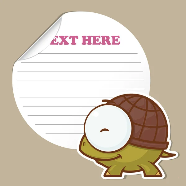 Sticker met grappige cartoon schildpad. vector — Stockvector