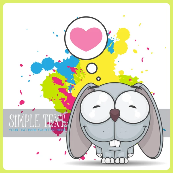 Vector illustration of cute cartoon bunny character and heart. — Stock Vector