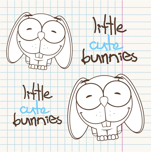 可爱的卡通兔子特征向量插图 — 图库矢量图片
