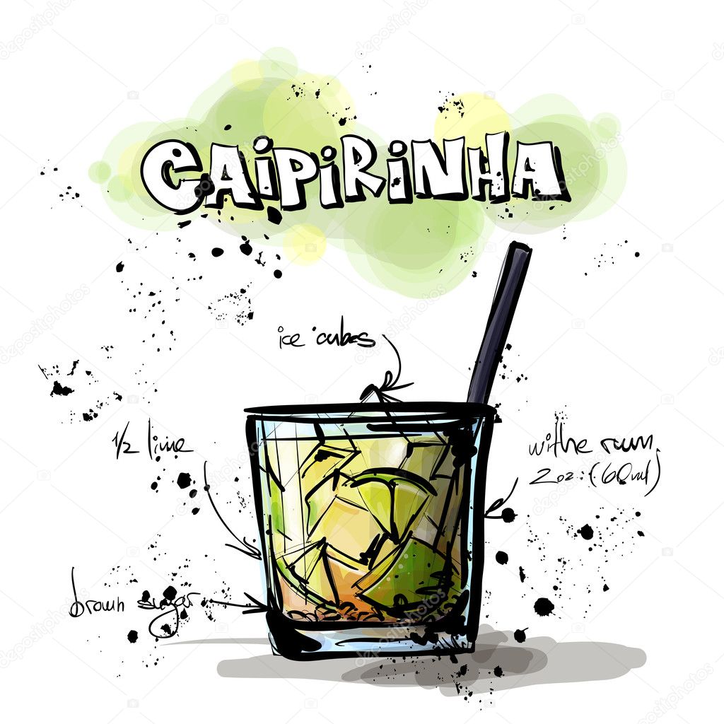 Hand drawn illustration of cocktail. GIN and TONIC.