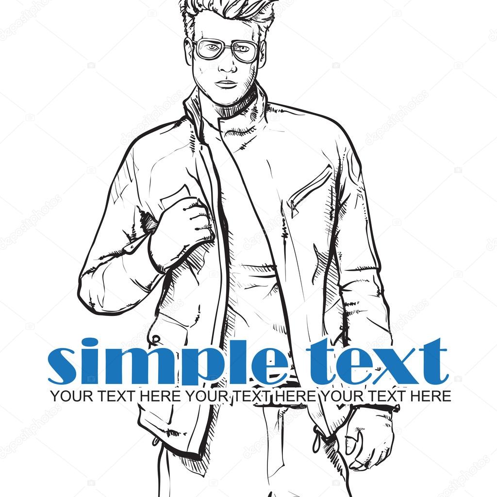 Hand drawing of stylish boy in sketch style Stock Vector by RlionO  34236919