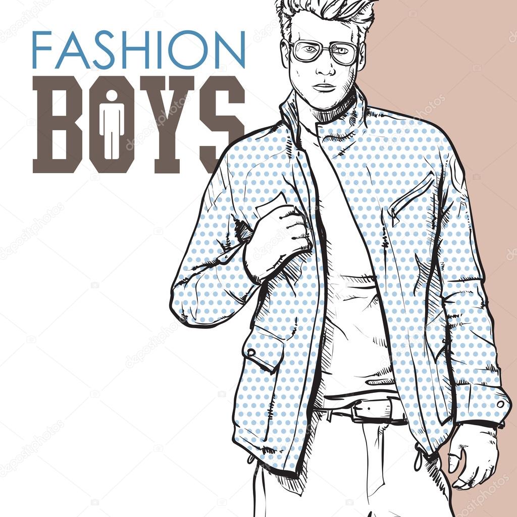Hand Drawing Of A Stylish Boy In Sketch Style Vector Illustration  RoyaltyFree Stock Image  Storyblocks