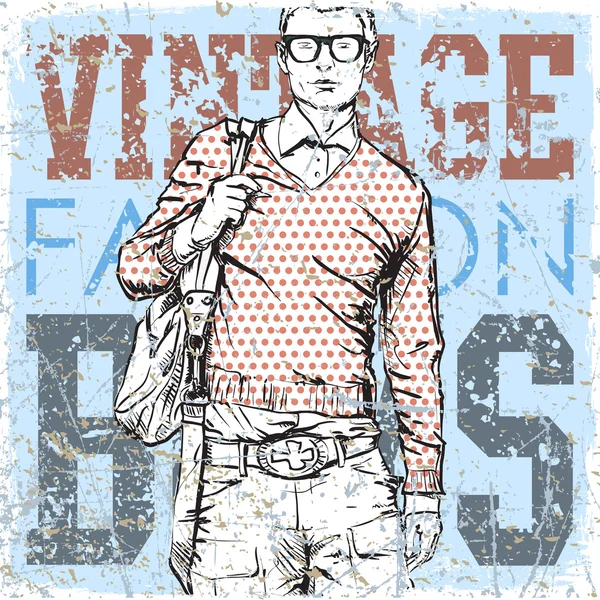 Tipo con estilo con bolsa en un fondo grunge — Vector de stock