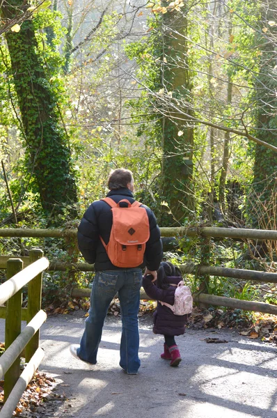 Baba ve çocuğun yürüme