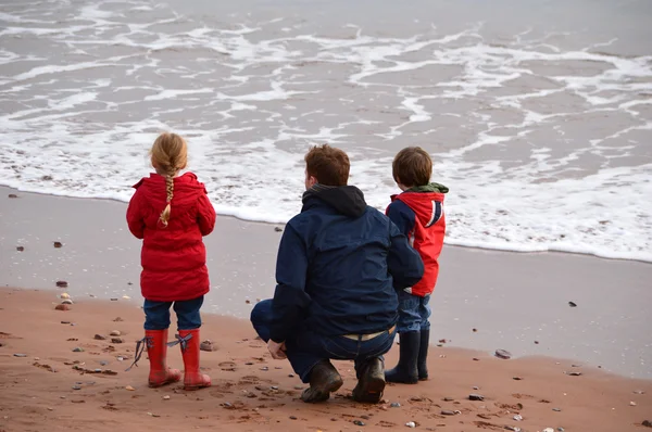 Aile sahilde oynuyor.