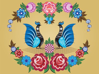 folklor desen, resim, gorodets Rusya