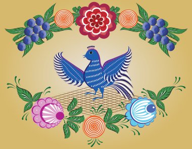 folklor desen, resim, gorodets Rusya