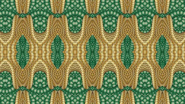 Зеленый Золотой Абстрактные Симметричный Фон Компьютерной Графики Использован Дизайне Текстиля — стоковое фото