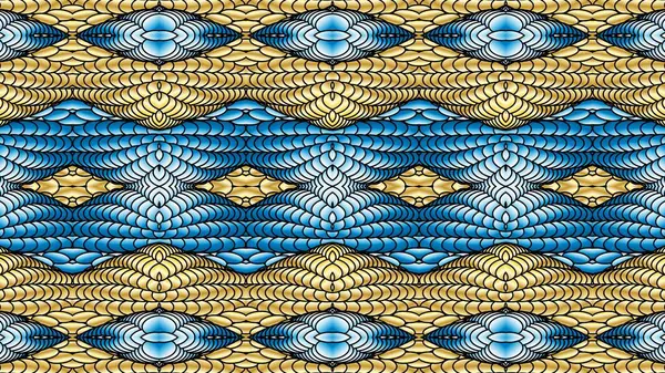 黄金和蓝色的抽象对称背景是计算机图形学 可用于纺织品的设计 在印刷行业 在各种设计项目 — 图库照片
