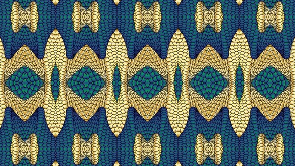 黄金和蓝色的抽象对称背景是计算机图形学 可用于纺织品的设计 在印刷行业 在各种设计项目 — 图库照片