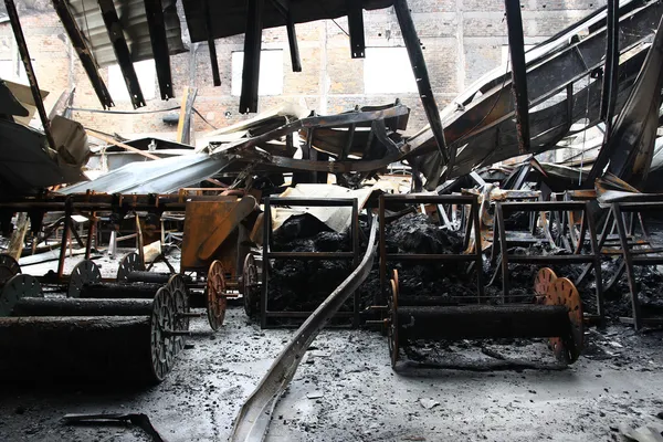 Tessile mulino scena di fuoco — Foto Stock