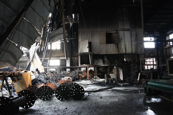 Tessile mulino scena di fuoco — Foto Stock