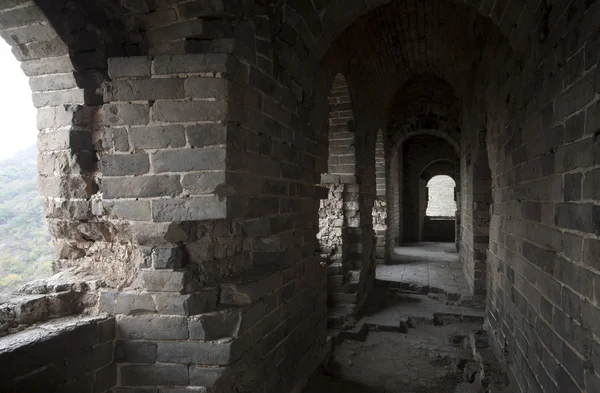 Inside the watch tower in the great wall of China — Stock Photo, Image