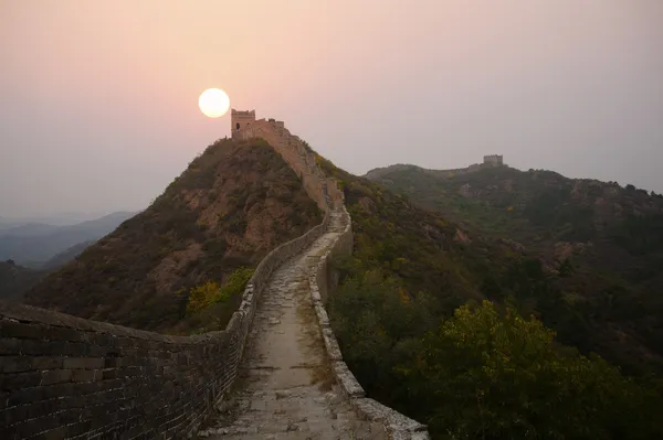 La Grande Muraille de Chine Matin Lever du Soleil — Photo