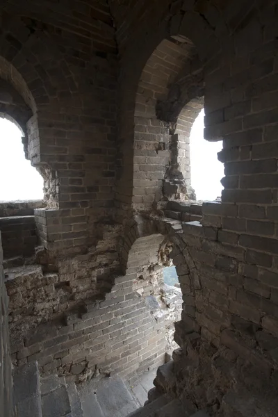 Inside the watch tower in the great wall of China — Stock Photo, Image