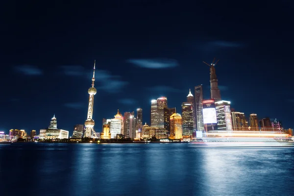 Šanghaj panorama města v noci — Stock fotografie