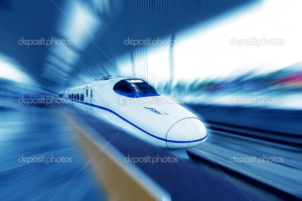 High-speed train in motion