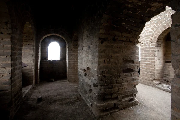 Inside the watch tower in the great wall of China — Stock Photo, Image