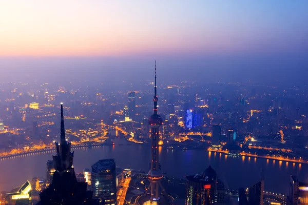 鸟瞰上海市 — 图库照片