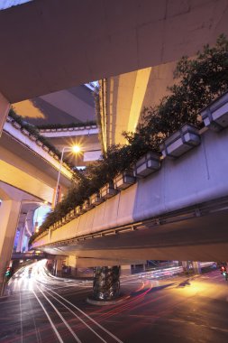 Şanghay, karayolu gece overpasses