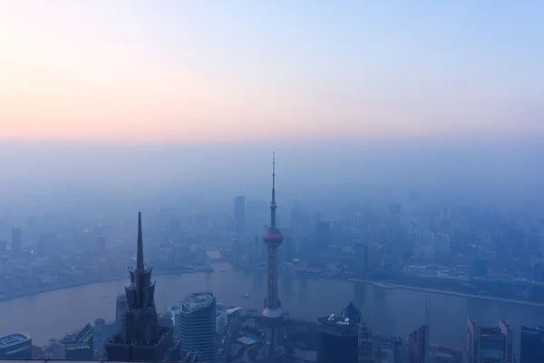 Evening, bird's eye view of Shanghai — Stock Photo, Image