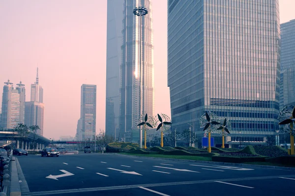 Xangai skyline do centro financeiro lujiazui — Fotografia de Stock