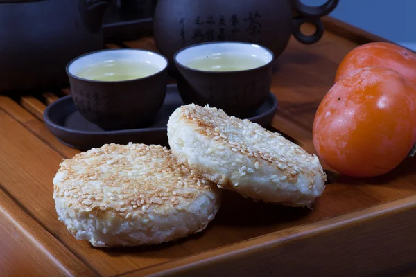 Čínský čaj a koláče — Stock fotografie