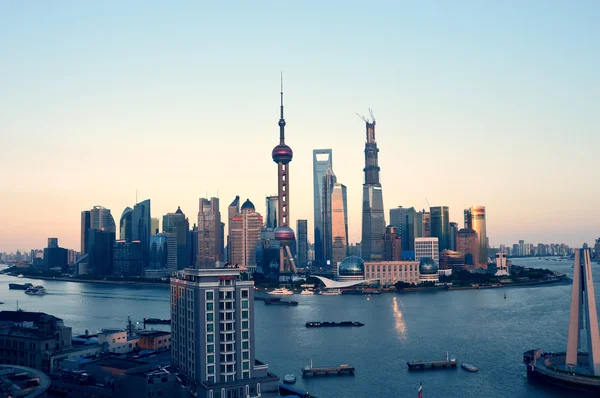 Evening, Shanghai Pudong skyline — Stock Photo, Image