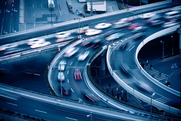 Viaduktnatt i Shanghai – stockfoto