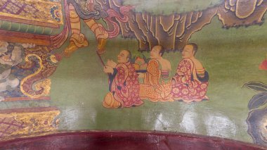 Çin Tibet tapınaklarının duvar resimleri, tarihi eserler.