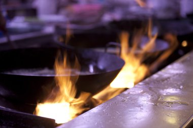 ateş üzerinde tava