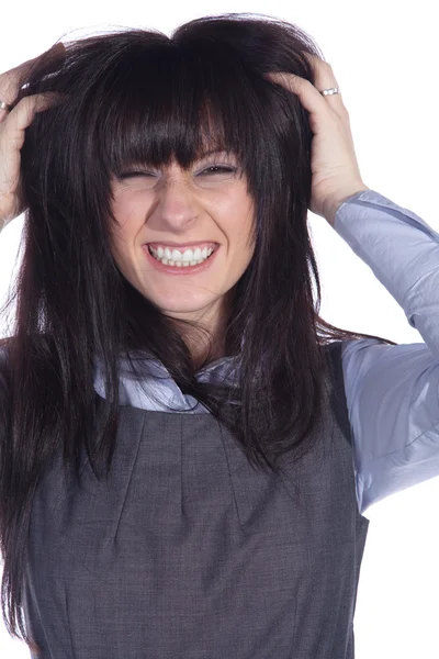 Menina coçando seu cabelo — Fotografia de Stock