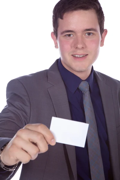 Businessman with card — Stock Photo, Image