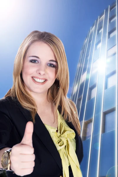 Businesswoman showing ok sign — Stock Photo, Image