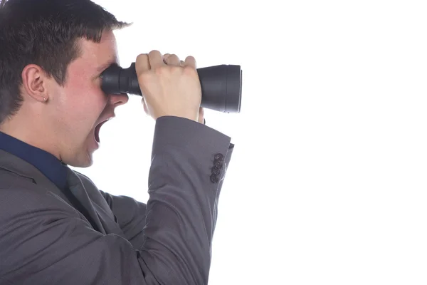 Empresário procurando em binóculos — Fotografia de Stock