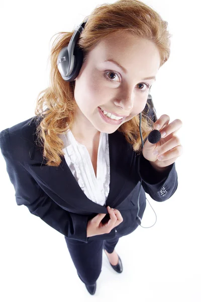 Podnikatelka se sluchátky — Stock fotografie