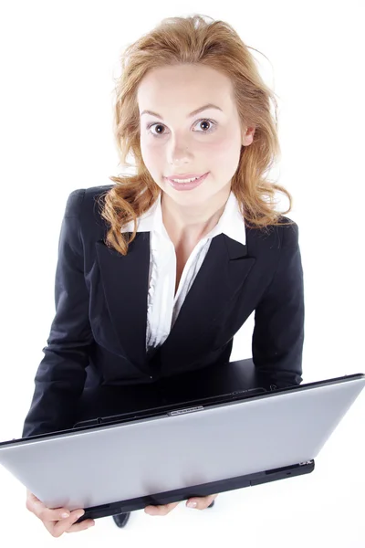 Donna d'affari che lavora su un computer portatile — Foto Stock