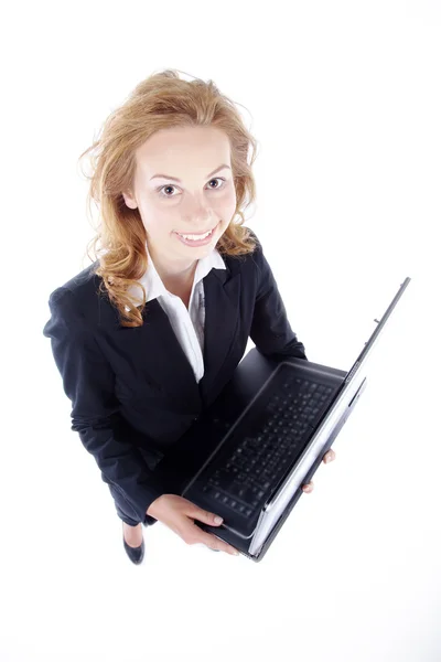 Donna d'affari che lavora su un computer portatile — Foto Stock