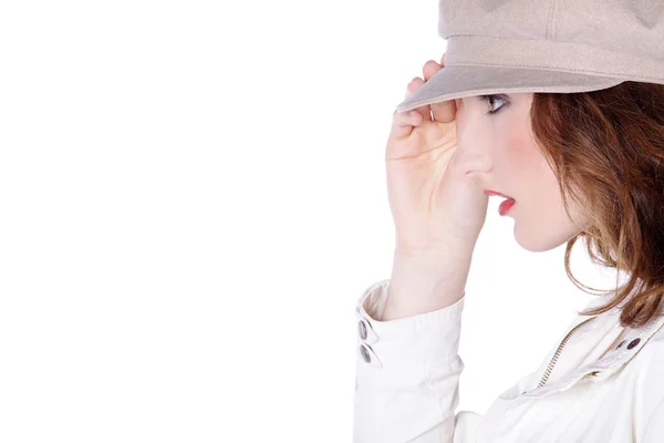 La chica de gorra blanca — Foto de Stock