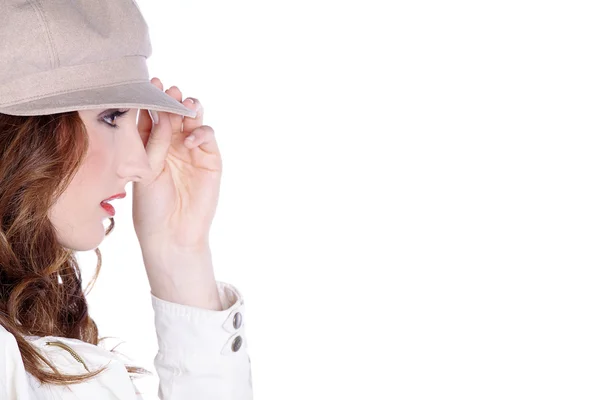 The girl in white cap — Stock Photo, Image