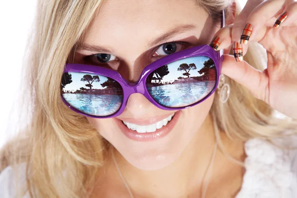 Blonde girl in a glasses — Stock Photo, Image