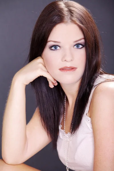 Brünette mädchen face close-up — Stockfoto