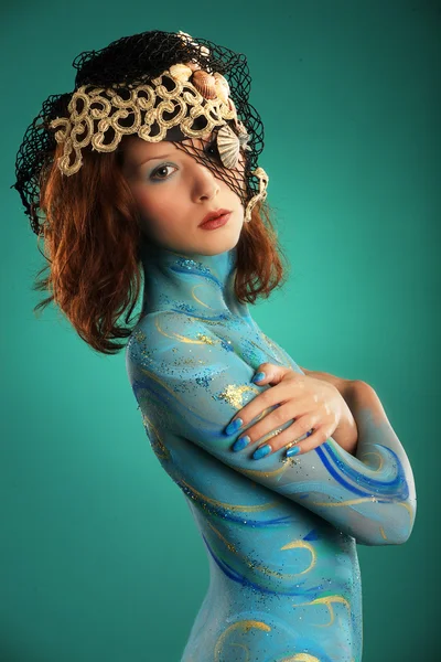Kunst meisje in een mariene stijl — Stockfoto